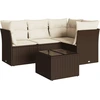 Image de vidaXL Ensemble de salon de jardin 5 pièces avec coussins Marron Poly Rattan