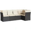 Image de vidaXL Ensemble de salon de jardin 5 pièces avec coussins noir poly rotin