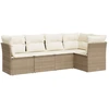 Image de vidaXL Ensemble de salon de jardin 5 pièces avec coussins Beige Poly Rattan