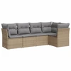 Image de vidaXL Ensemble de salon de jardin 5 pièces avec coussins Beige Poly Rattan
