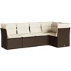 Image de vidaXL Ensemble de salon de jardin 5 pièces avec coussins Marron Poly Rattan