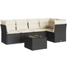 Image de vidaXL Ensemble de salon de jardin 6 pièces avec coussins noir poly rotin