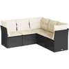 Image de vidaXL Ensemble de salon de jardin 5 pièces avec coussins noir poly rotin