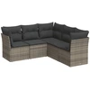 Image de vidaXL Ensemble de salon de jardin 5 pièces avec coussins Gris Poly rotin