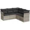 Image de vidaXL Ensemble de salon de jardin 5 pièces avec coussins gris clair Poly rotin