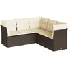 Image de vidaXL Ensemble de salon de jardin 5 pièces avec coussins Marron Poly Rattan