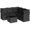 Image de vidaXL Ensemble de salon de jardin 6 pièces avec coussins noir poly rotin