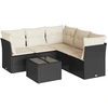 Image de ensemble de salon de jardin 6 pièces avec coussins Noir Poly Rattan