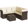 Image de vidaXL Ensemble de salon de jardin 6 pièces avec coussins Marron Poly Rattan