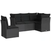 Image de vidaXL Ensemble de salon de jardin 5 pièces avec coussins noir poly rotin