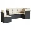 Image de vidaXL Ensemble de salon de jardin 5 pièces avec coussins noir poly rotin