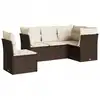 Image de vidaXL Ensemble de salon de jardin 5 pièces avec coussins Marron Poly Rattan