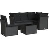Image de vidaXL Ensemble de salon de jardin 6 pièces avec coussins noir poly rotin