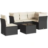 Image de vidaXL Ensemble de salon de jardin 6 pièces avec coussins noir poly rotin