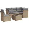Image de vidaXL Ensemble de salon de jardin 6 pièces avec coussins Beige Poly Rattan