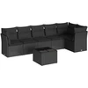 Image de vidaXL Ensemble de salon de jardin 7 pièces avec coussins noir poly rotin