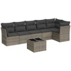Image de vidaXL Ensemble de salon de jardin 7 pièces avec coussins Gris Poly rotin