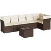 Image de vidaXL Ensemble de salon de jardin 7 pièces avec coussins Marron Poly rotin