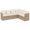 Image de vidaXL Ensemble de salon de jardin 6 pièces avec coussins Beige Poly Rattan