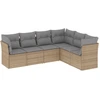 Image de vidaXL Ensemble de salon de jardin 6 pièces avec coussins Beige Poly Rattan