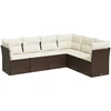 Image de vidaXL Ensemble de salon de jardin 6 pièces avec coussins Marron Poly Rattan