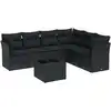 Image de vidaXL Ensemble de salon de jardin 7 pièces avec coussins noir poly rotin