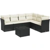 Image de vidaXL Ensemble de salon de jardin 7 pièces avec coussins noir poly rotin