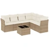Image de vidaXL Ensemble de salon de jardin 7 pièces avec coussins Beige Poly Rattan