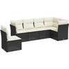 Image de vidaXL Ensemble de salon de jardin 6 pièces avec coussins noir poly rotin