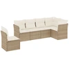 Image de vidaXL Ensemble de salon de jardin 6 pièces avec coussins Beige Poly Rattan