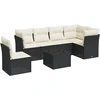 Image de vidaXL Ensemble de salon de jardin 7 pièces avec coussins noir poly rotin