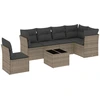 Image de vidaXL Ensemble de salon de jardin 7 pièces avec coussins Gris Poly rotin