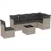 Image de vidaXL Ensemble de salon de jardin 7 pièces avec coussins gris clair Poly rotin