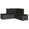 Image de vidaXL Ensemble de salon de jardin 5 pièces avec coussins noir poly rotin