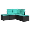 Image de vidaXL Ensemble de salon de jardin 5 pièces avec coussins noir poly rotin