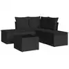 Image de vidaXL Ensemble de salon de jardin 6 pièces avec coussins noir poly rotin