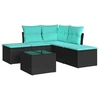 Image de vidaXL Ensemble de salon de jardin 6 pièces avec coussins noir poly rotin