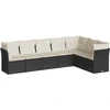 Image de vidaXL Ensemble de salon de jardin 7 pièces avec coussins noir poly rotin