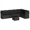 Image de vidaXL Ensemble de jardin canapé 8 pièces avec coussins noir poly rotin