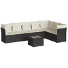 Image de vidaXL Ensemble de jardin canapé 8 pièces avec coussins noir poly rotin
