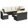 Image de vidaXL Ensemble de salon de jardin 9 pièces avec coussins noir poly rotin