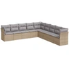 Image de vidaXL Ensemble de salon de jardin 9 pièces avec coussins beige Poly rotin