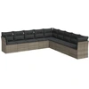 Image de vidaXL Ensemble de salon de jardin 9 pièces avec coussins Gris Poly rotin