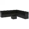 Image de vidaXL Ensemble de 10 canapés de jardin avec coussins noir poly rotin