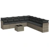 Image de vidaXL Ensemble de salon de jardin 10 pièces avec coussins Gris Poly Rattan