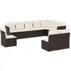 Image de vidaXL Ensemble de 10 canapés de jardin avec coussins noir poly rotin