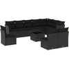 Image de vidaXL Ensemble de salon de jardin 11 pièces avec coussins noir poly rotin