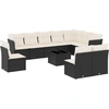 Image de vidaXL Ensemble de salon de jardin 11 pièces avec coussins noir poly rotin