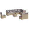 Image de vidaXL Ensemble de salon de jardin 11 pièces avec coussins Beige Poly Rattan