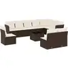 Image de vidaXL Ensemble de salon de jardin 11 pièces avec coussins Marron Poly rotin